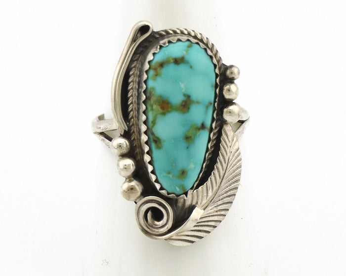 Navajo Ring 925 Silver Blue Gem Turquoise Artist Signed Morris C.80's
