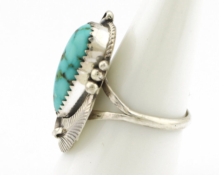 Navajo Ring 925 Silver Blue Gem Turquoise Artist Signed Morris C.80's