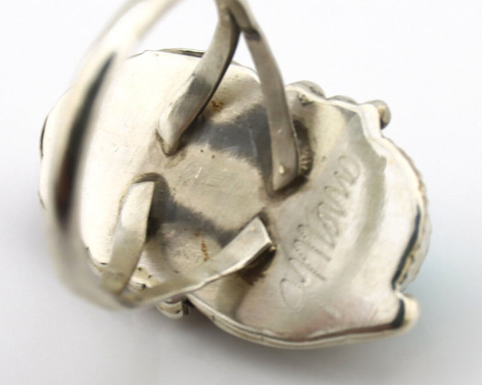 Navajo Ring 925 Silver Blue Gem Turquoise Artist Signed Morris C.80's