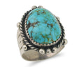 Navajo Ring 925 Silver Blue Gem Turquoise Native American Artist C.80's