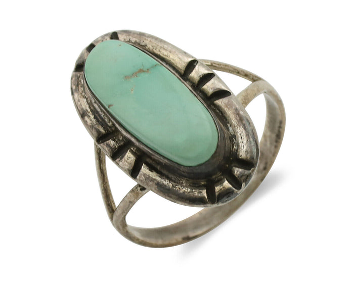Navajo Ring 925 Silver Blue Turquoise Artist Signed C.80s