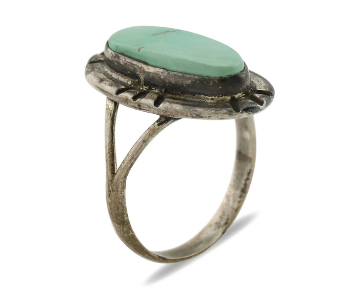 Navajo Ring 925 Silver Blue Turquoise Artist Signed C.80s