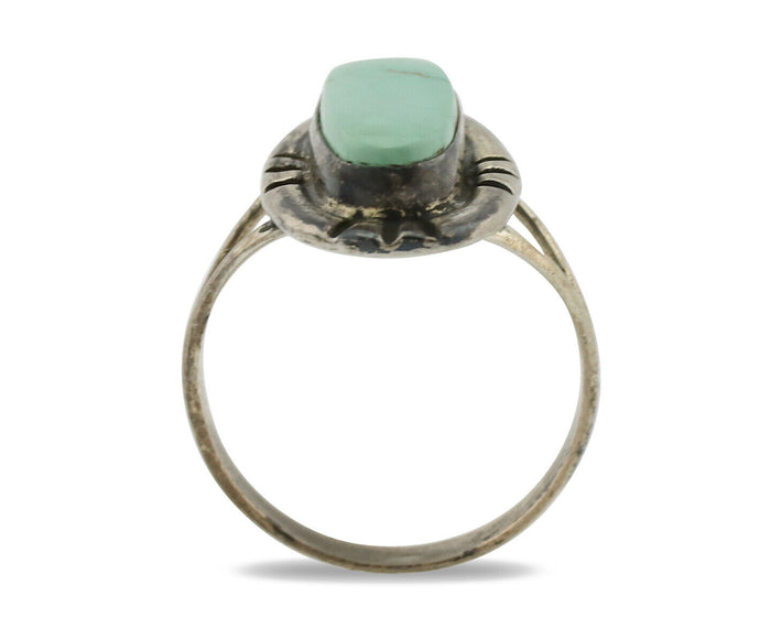 Navajo Ring 925 Silver Blue Turquoise Artist Signed C.80s