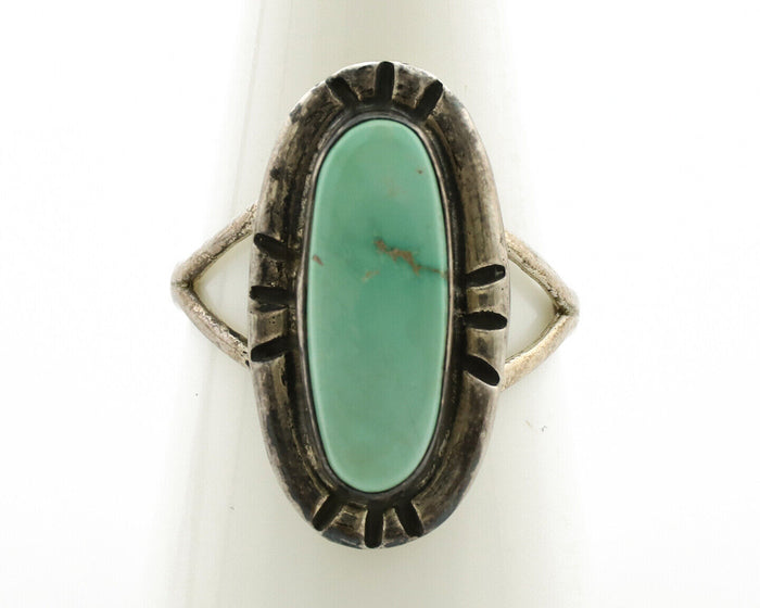 Navajo Ring 925 Silver Blue Turquoise Artist Signed C.80s