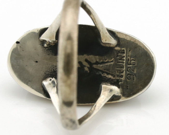 Navajo Ring 925 Silver Blue Turquoise Artist Signed C.80s