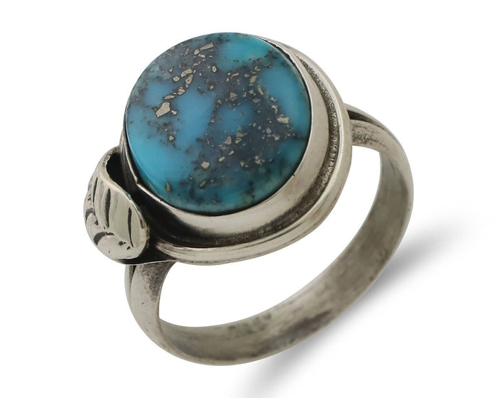 Navajo Ring 925 Silver Blue Turquoise Native American Artist Signed C.80's