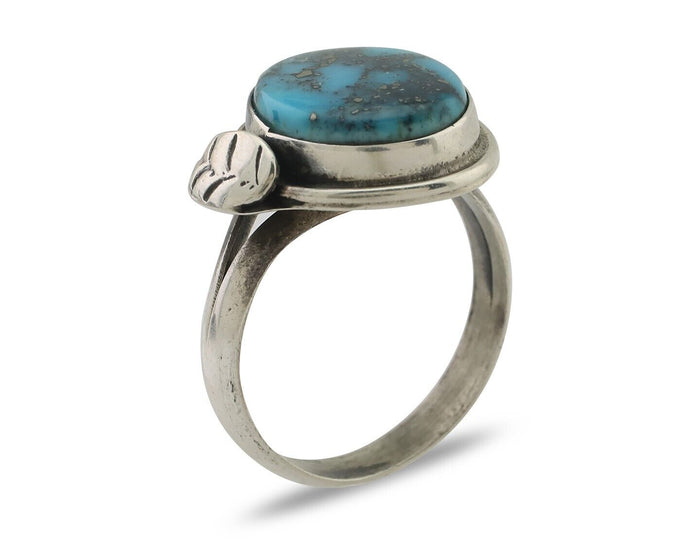 Navajo Ring 925 Silver Blue Turquoise Native American Artist Signed C.80's