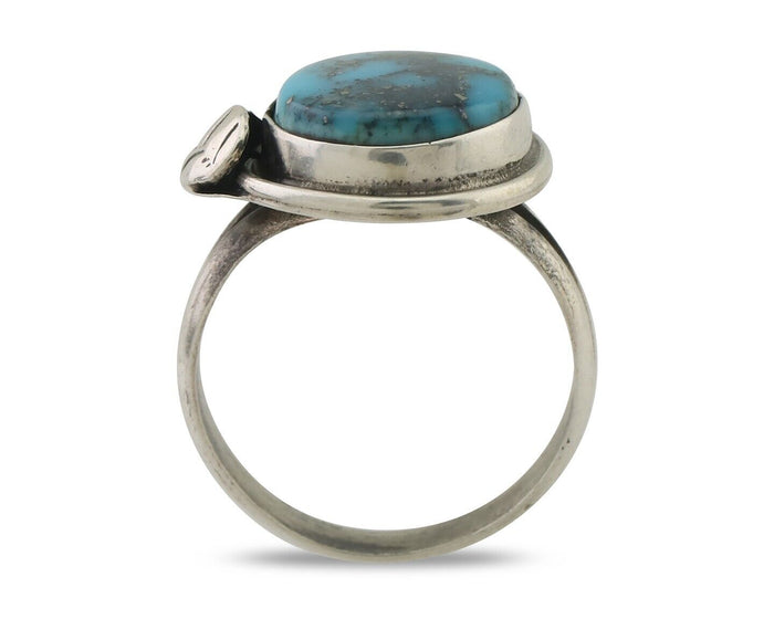 Navajo Ring 925 Silver Blue Turquoise Native American Artist Signed C.80's