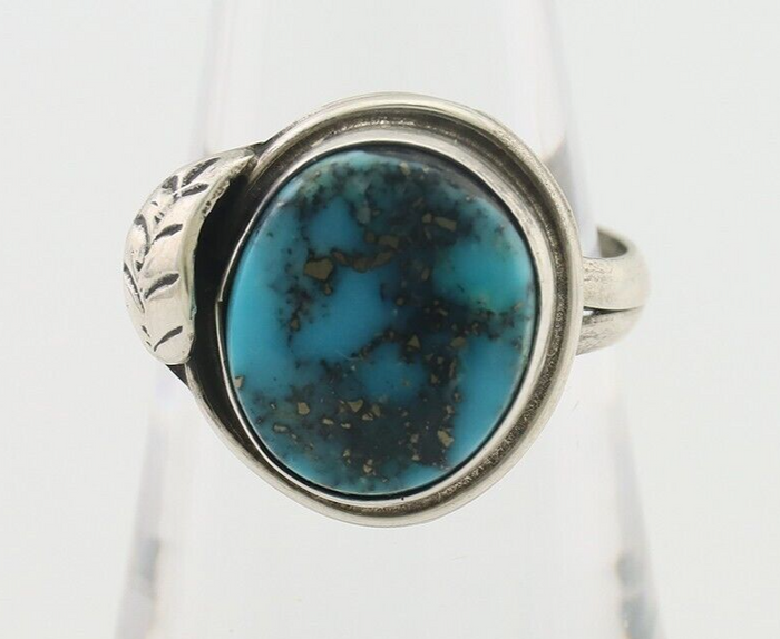 Navajo Ring 925 Silver Blue Turquoise Native American Artist Signed C.80's