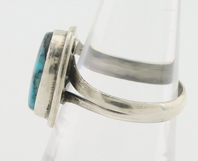 Navajo Ring 925 Silver Blue Turquoise Native American Artist Signed C.80's