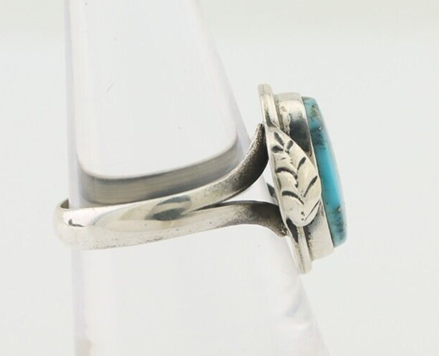 Navajo Ring 925 Silver Blue Turquoise Native American Artist Signed C.80's