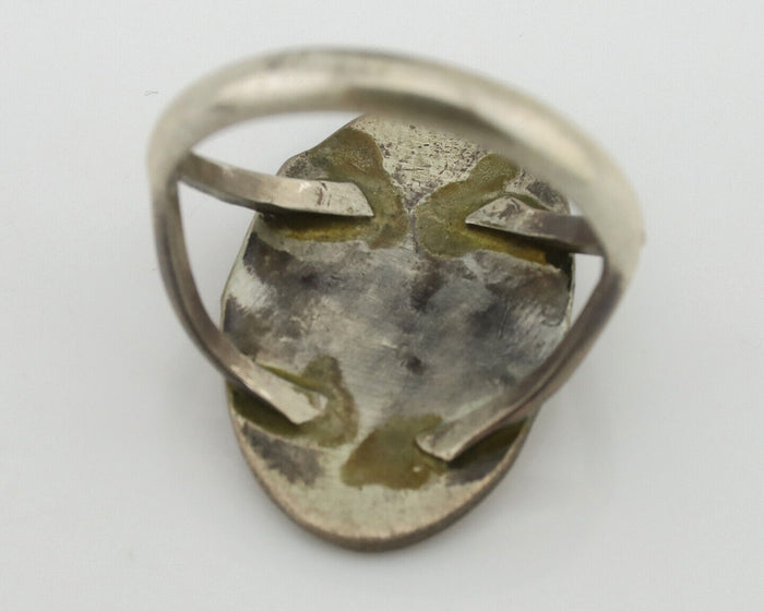 Navajo Ring 925 Silver Chip Inlay Turquoise Artist Signed NAKAI C.80's