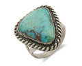 Navajo Ring .925 Silver Globe Turquoise Native American Artist C.1980's