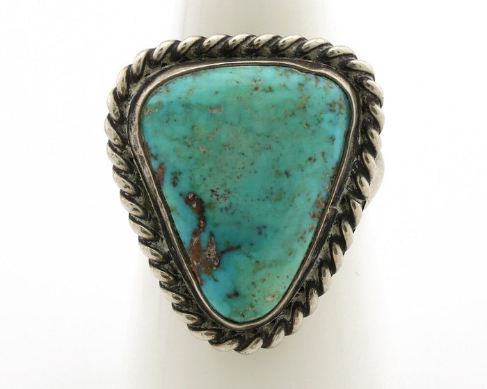 Navajo Ring .925 Silver Globe Turquoise Native American Artist C.1980's