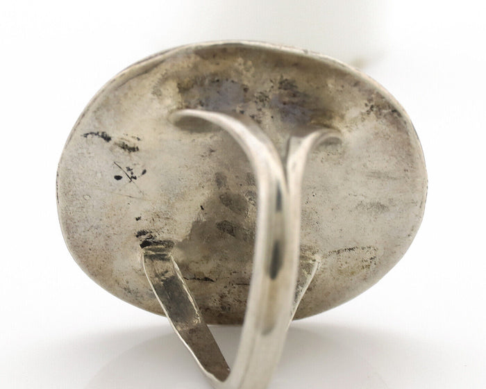 Navajo Ring .925 Silver Globe Turquoise Native American Artist C.1980's