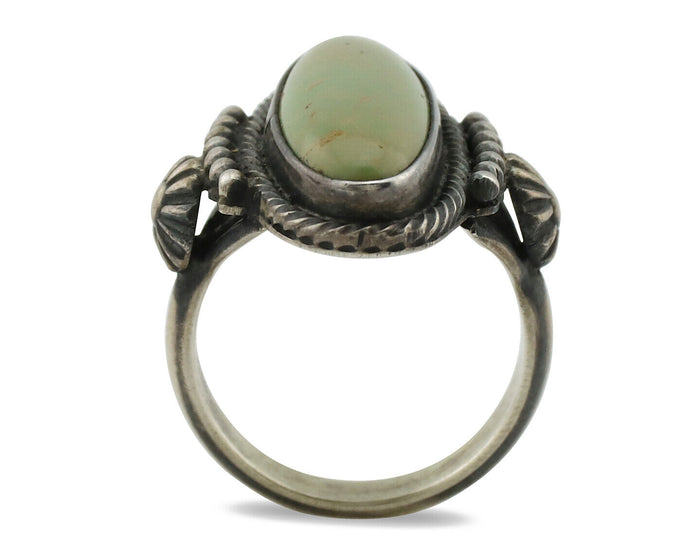 Navajo Ring 925 Silver Green Turquoise Artist Signed RB C80s