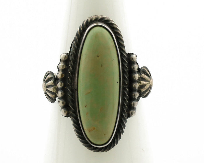 Navajo Ring 925 Silver Green Turquoise Artist Signed RB C80s