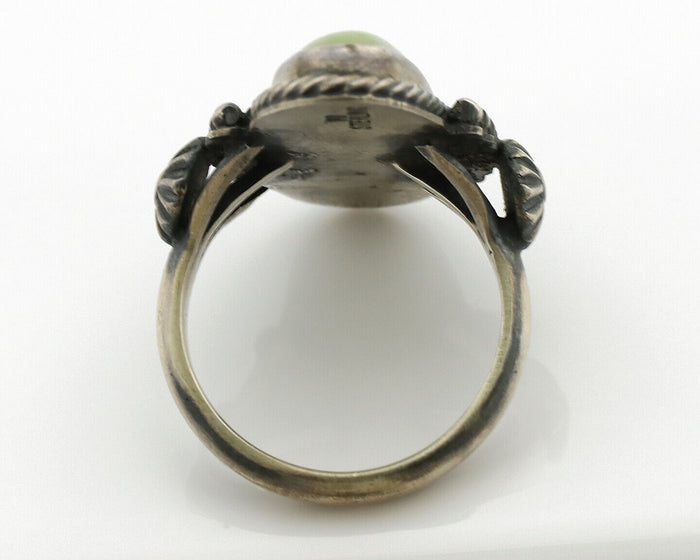 Navajo Ring 925 Silver Green Turquoise Artist Signed RB C80s