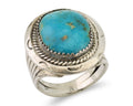 Navajo Ring 925 Silver Kingman Turquoise Artist Signed JMC C.80's