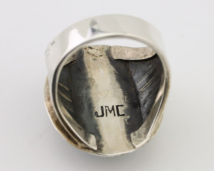 Navajo Ring 925 Silver Kingman Turquoise Artist Signed JMC C.80's