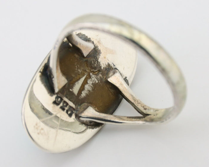 Navajo Ring 925 Silver Kingman Turquoise Artist Signed Kachina C.80's