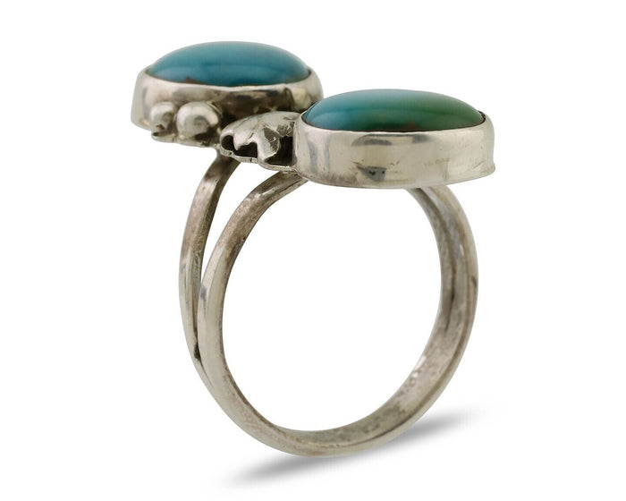 Navajo Ring 925 Silver Kingman Turquoise Artist Signed L C.80's