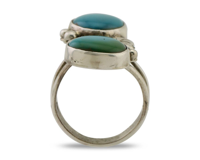 Navajo Ring 925 Silver Kingman Turquoise Artist Signed L C.80's