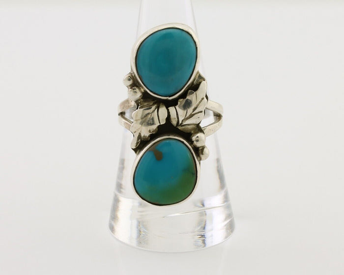 Navajo Ring 925 Silver Kingman Turquoise Artist Signed L C.80's