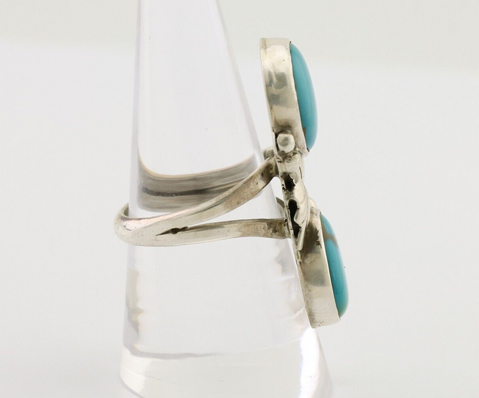 Navajo Ring 925 Silver Kingman Turquoise Artist Signed L C.80's