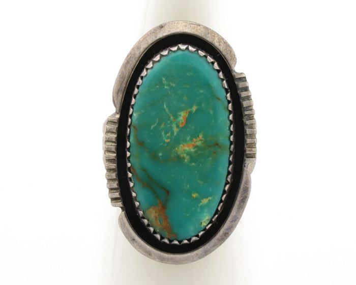 Navajo Ring .925 Silver Kingman Turquoise Native American Artist C.1980's