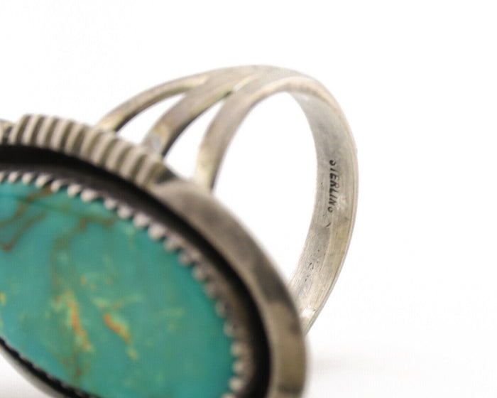 Navajo Ring .925 Silver Kingman Turquoise Native American Artist C.1980's