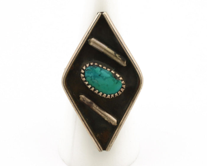 Navajo Ring 925 Silver Kingman Turquoise Native Artist C.70's