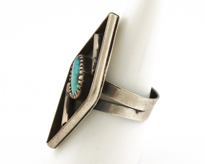 Navajo Ring 925 Silver Kingman Turquoise Native Artist C.70's