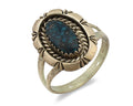 Navajo Ring 925 Silver Natural Black Spiderweb Turquoise Native Artist C.80's