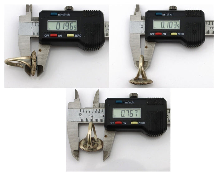 Navajo Ring 925 Silver Natural Black Spiderweb Turquoise Native Artist C.80's