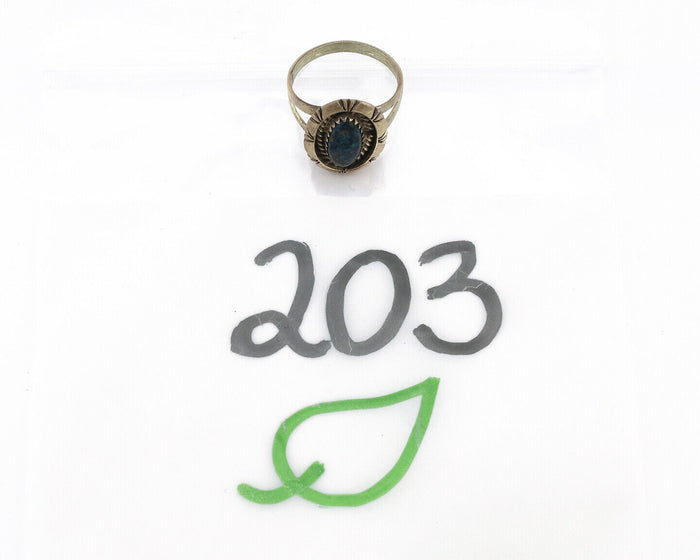 Navajo Ring 925 Silver Natural Black Spiderweb Turquoise Native Artist C.80's