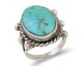 Navajo Ring 925 Silver Natural Blue Turquoise Artist Signed MC C.80's