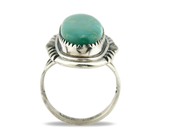 Navajo Ring 925 Silver Natural Blue Turquoise Artist Signed USA C.80's