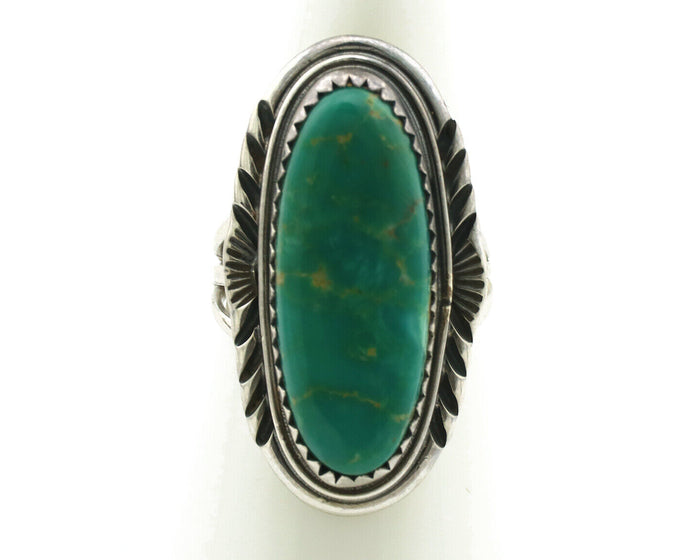 Navajo Ring 925 Silver Natural Blue Turquoise Artist Signed USA C.80's