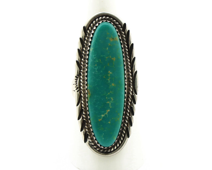 Navajo Ring 925 Silver Natural Blue Turquoise Artist Signed USA C.80's