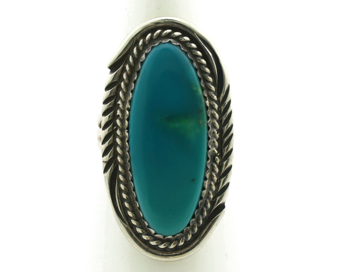 Navajo Ring 925 Silver Natural Blue Turquoise Artist Signed USA C.80's