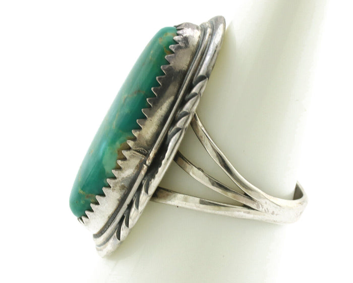 Navajo Ring 925 Silver Natural Blue Turquoise Artist Signed USA C.80's