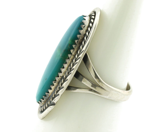 Navajo Ring 925 Silver Natural Blue Turquoise Artist Signed USA C.80's