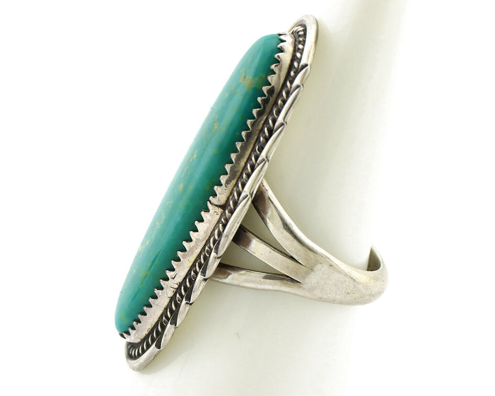 Navajo Ring 925 Silver Natural Blue Turquoise Artist Signed USA C.80's