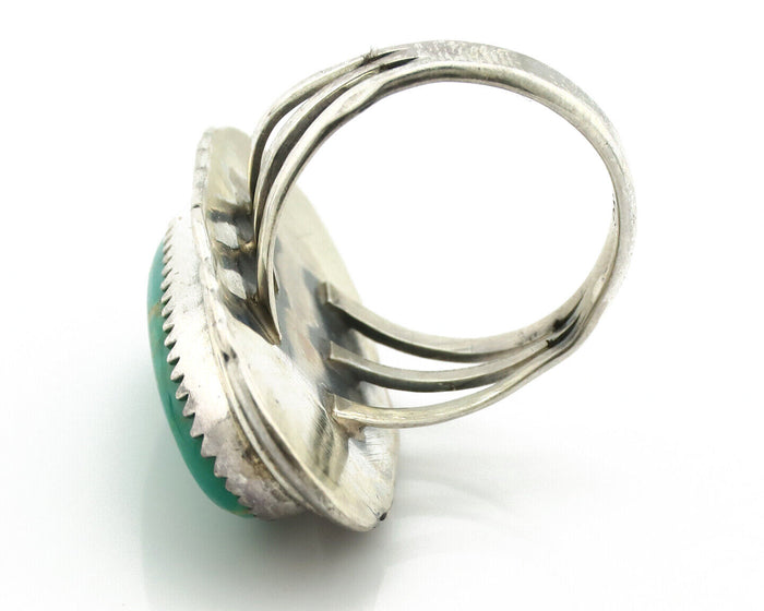 Navajo Ring 925 Silver Natural Blue Turquoise Artist Signed USA C.80's