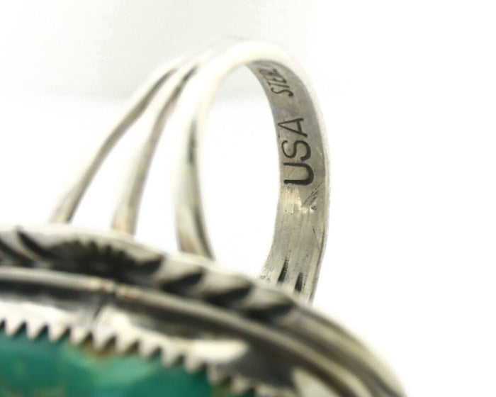 Navajo Ring 925 Silver Natural Blue Turquoise Artist Signed USA C.80's