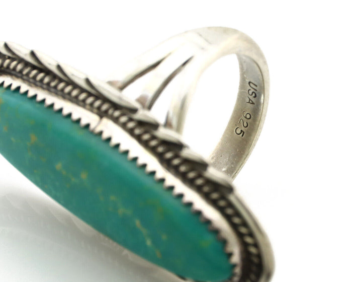 Navajo Ring 925 Silver Natural Blue Turquoise Artist Signed USA C.80's