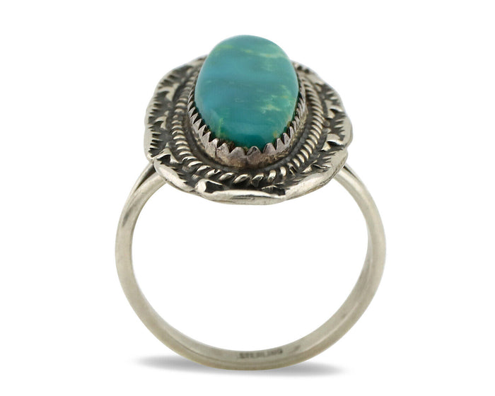 Navajo Ring 925 Silver Natural Blue Turquoise Native American Artist C.1980's