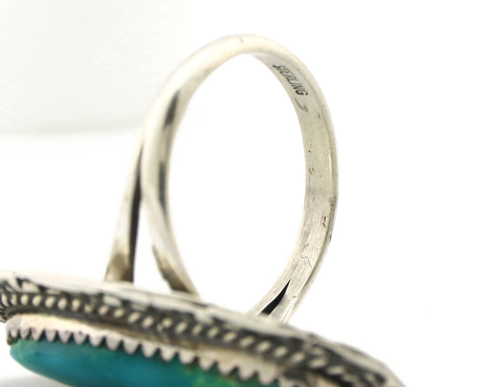 Navajo Ring 925 Silver Natural Blue Turquoise Native American Artist C.1980's