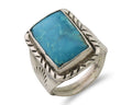 Navajo Ring 925 Silver Natural Blue Turquoise Native American Artist C.80's